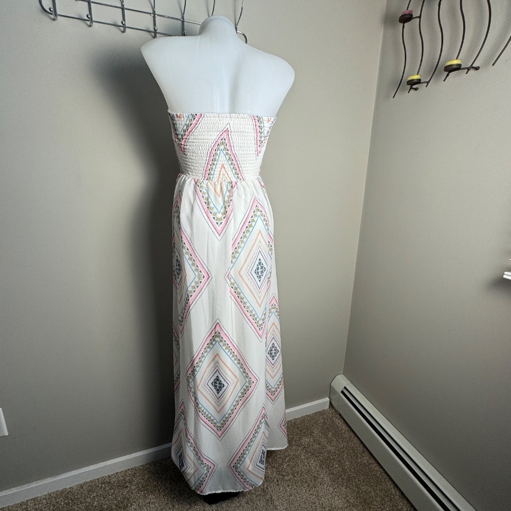 Old Navy Women's Strapless Chiffon Lightweight Boho Maxi Dress Size Small‎ Aztec - Picture 5 of 15